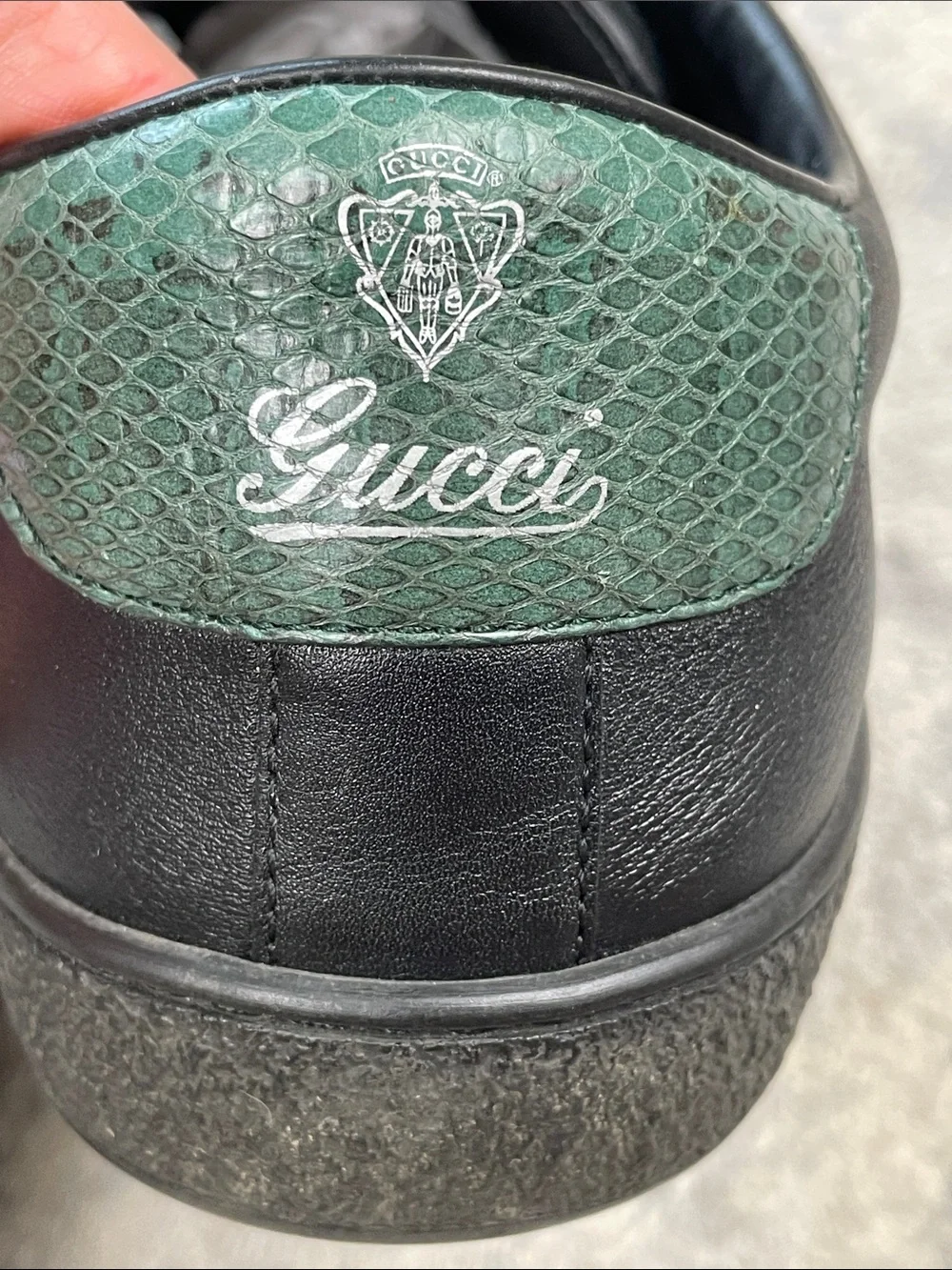 Gucci Miro Soft Web Ace Leather Slip On Sneakers Black Mens Sz 10